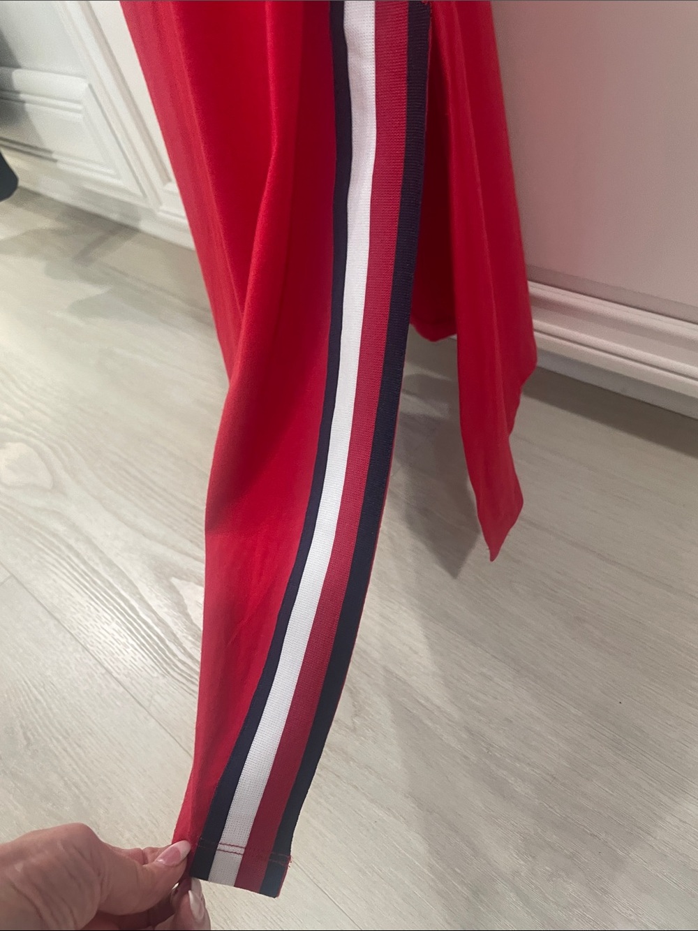 Tommy Hilfiger Red Maxi Tank Dress with Navy and White Side Stripes - Picture 5 of 6
